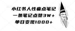 小红书人性痛点笔记，一条笔记点赞3W+，单日变现1k-致富资源库