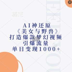 AI神还原《美女与野兽》,打造爆款梦幻视频,引爆流量,单日变现1k-致富资源库