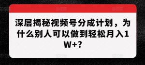 深层揭秘视频号分成计划,为什么别人可以做到轻松月入1W+?-致富资源库