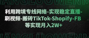 利用跨境专线网络-实现稳定直播-刷视频-搬砖TikTok-Shopify-FB等实现月入2W+【揭秘】-致富资源库