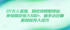 DY无人直播,稳定持续型项目,单号稳定收入500+,新手小白都能轻松月入过万【揭秘】-致富资源库