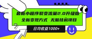最新小程序升级版项目，全新变现方式，小白轻松上手，日均稳定1k【揭秘】-致富资源库