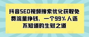 抖音SEO视频搜索优化获取免费流量挣钱,一个99%人还不知道的生财之道-致富资源库