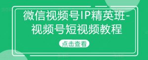 微信视频号IP精英班-视频号短视频教程-致富资源库