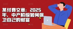 某付费文章:2025年,中产阶级如何保卫自己的财富-致富资源库