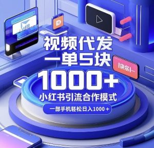 视频代发，一单5块，小红书引流合作模式，一部手机轻松日入多张【揭秘】-致富资源库