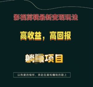 影视剪辑最新变现玩法，高收益，高回报，躺Z项目【揭秘】-致富资源库