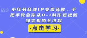 小红书商业IP变现私教，手把手教会你从0-1制作短视频到变现的全过程-致富资源库
