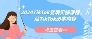 2024TikTok变现实操课程,入局TikTok必学内容-致富资源库
