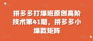 拼多多打爆班原创高阶技术第41期,拼多多小爆款矩阵-致富资源库