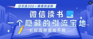 微信读书，一个隐藏的引流宝地，不为人知的小众打法，日引流300+精准创业粉，长尾流量源源不断-致富资源库