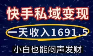 一天收入1691.5,快手私域变现,小白也能闷声发财-致富资源库