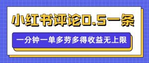 小红书留言评论，0.5元1条，一分钟一单，多劳多得，收益无上限-致富资源库