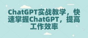 ChatGPT实战教学，快速掌握ChatGPT，提高工作效率-致富资源库