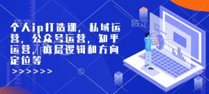 个人ip打造课，私域运营，公众号运营，知乎运营，底层逻辑和方向定位等-致富资源库