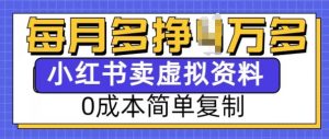小红书虚拟资料项目，0成本简单复制，每个月多挣1W【揭秘】-致富资源库