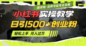 2月小红书最新日引500+创业粉实操教学【超详细】小白轻松上手,月入1W+,附小红书养号起号SOP-致富资源库