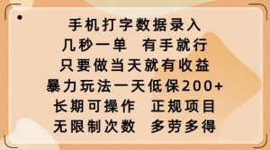 手机打字数据录入,几秒一单,有手就行,只要做当天就有收益,暴力玩法一天低保2张-致富资源库
