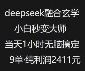 抖音小红书deepseek融合玄学,纯小白秒变大师,当天1小时无脑搞定9单,纯利润上千-第一资源库