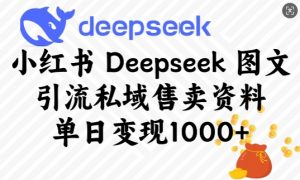 小红书Deepseek图文引流私域售卖资料,单日变现多张-致富资源库