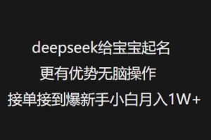 deepseek给宝宝起名更有优势无脑操作接单接到爆新手小白月入1W+-致富资源库