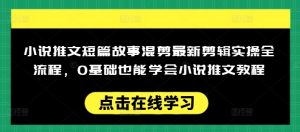 小说推文短篇故事混剪最新剪辑实操全流程,0基础也能学会小说推文教程,肯干多发日入多张-致富资源库