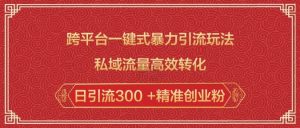 跨平台一键式暴力引流玩法,私域流量高效转化日引流300 +精准创业粉-致富资源库