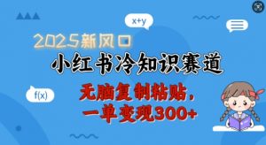 2025新风口，小红书冷知识赛道，无脑复制粘贴，一单变现300+-致富资源库