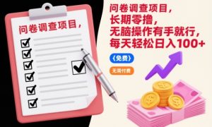 问卷调查项目，长期零撸，无脑操作有手就行，每天轻松日入100+【揭秘】-致富资源库