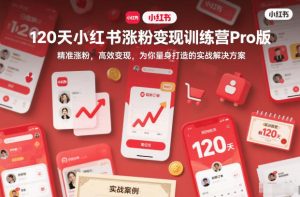 120天小红书涨粉变现训练营Pro版,精准涨粉,高效变现,为你量身打造的实战解决方案-致富资源库