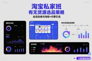淘宝私家班，有无货源选品策略，高成功率爆款全流程打法，全店动销与淘短+付费引流-致富资源库