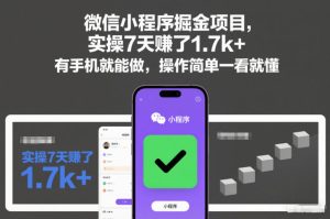 微信小程序掘金项目,实操7天賺了1.7k+,有手机就能做,操作简单一看就懂【揭秘】-致富资源库
