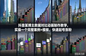 抖音某博主数据对比动画制作教学，实操完整案例+模板，快速起号涨粉-致富资源库