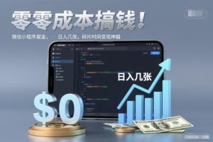 零成本搞钱，微信小程序掘金，简单易操作，日入几张，碎片时间变现神器【揭秘】-致富资源库