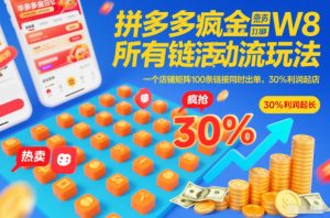 拼多多疯狂活动流玩法，所有链接全部打标，一个店铺矩阵100条链接同时出单，30%利润起店-致富资源库