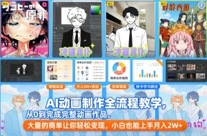 AI动画制作全流程教学，从0到完成完整动画作品，大量的商单让你轻松变现，小白也能上手月入2W+-致富资源库