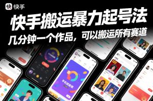 快手搬运暴力起号法,几分钟一个作品,手机就能做,可以搬运所有赛道-致富资源库