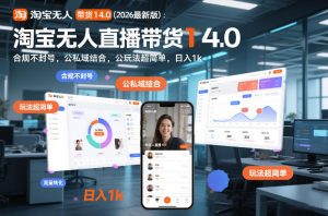 淘宝无人直播带货14.0(2026最新版):合规不封号,公私域结合,玩法超简单,日入1k+【揭秘】-致富资源库