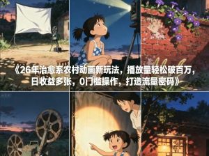 26年治愈系农村动画新玩法,播放量轻松破百万,日收益多张,0门槛操作,打造流量密码-致富资源库