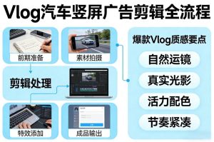 Vlog感觉汽车竖屏广告剪辑脚本全流程，拿捏爆款Vlog质感-致富资源库