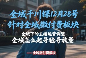 全域千川线下课12月28号，针对全域微付费板块，全域下的主播运营调整，全域怎么起号稳号放量-致富资源库